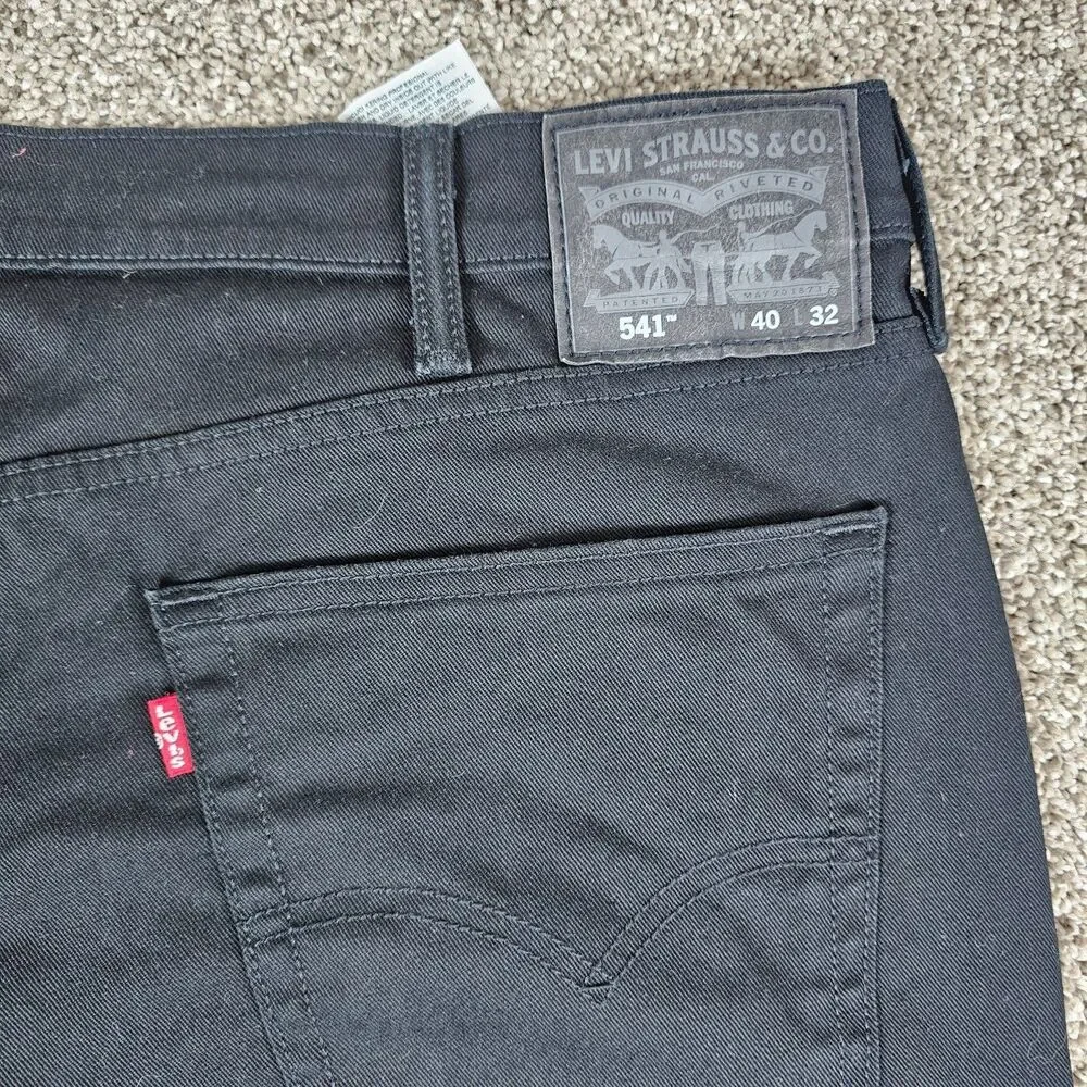 Levis 541 Jeans Mens 40x31 Black Athletic Tapered Stretch Workwear American